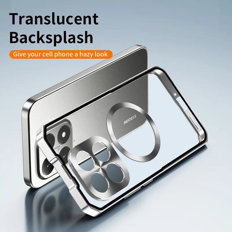 

For Xiaomi 15T Pro, 15T Magnetic Case ELVEV Pioneer Detachable Alloy Frame Matte Translucent Hard PC Phone Cover