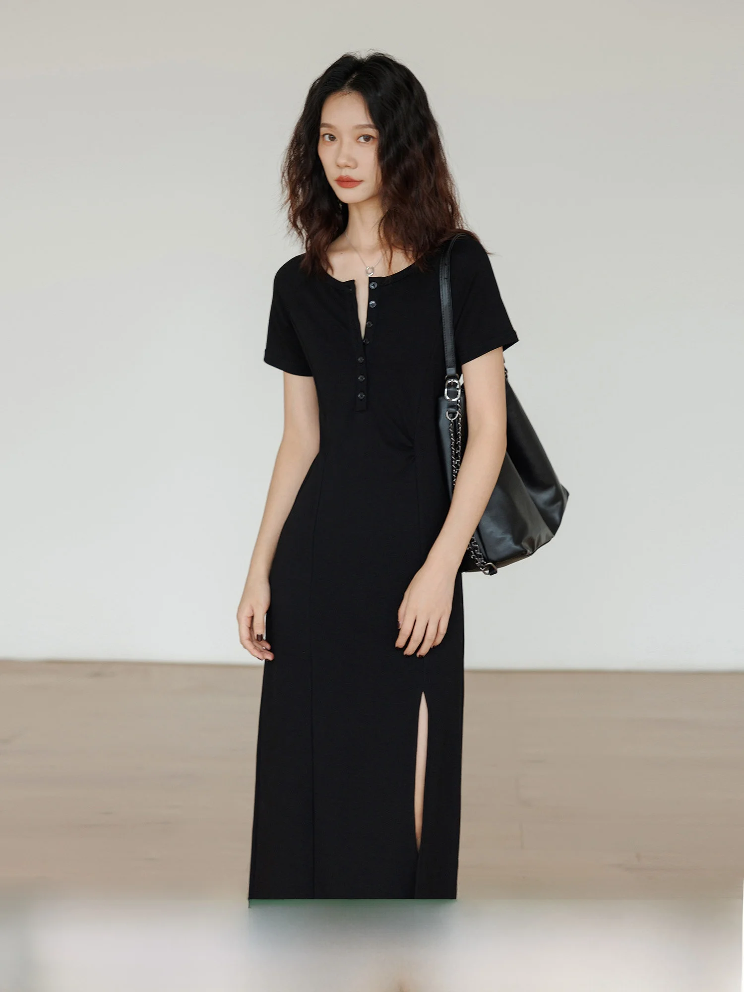 Vestido Camisero Reductor con Cuello Redondo para Mujer, Verano 2026, Nuevo Diseño de Falda en Línea A de Manga Corta, Vestido Casual de Longitud Media