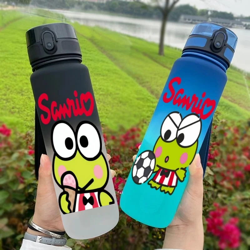 Kero Kero Keroppi 650ML Water Cup Large Capacity Portable Plastic Cartoon Cute Children Kettle Adult Outdoor Sports Water Bottle