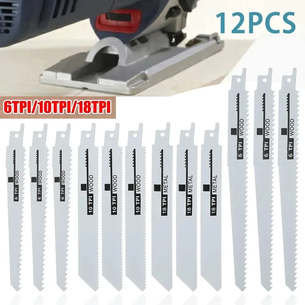 

12PCS Reciprocating Jig Saw Blades Saber Saw Handsaw Multi Saw Blade For Cutting Wood Metal Power Tools Accessories