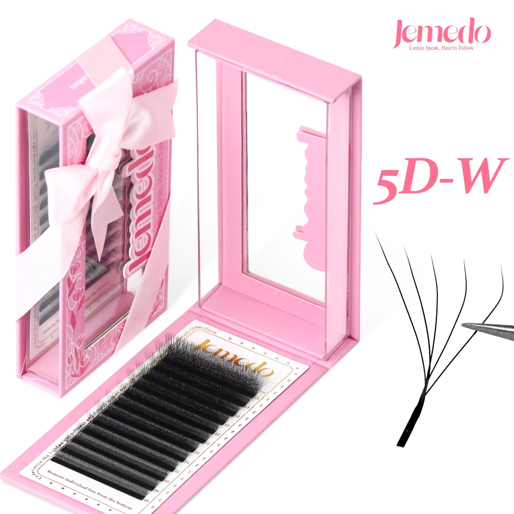 JEMEDO 5D 0,07 mm W-Shape Wimpernverlängerungen, natürliche vorgefertigte Volumen-Wimpern in C/D/M-Curl für Beauty-Augen-Make-up