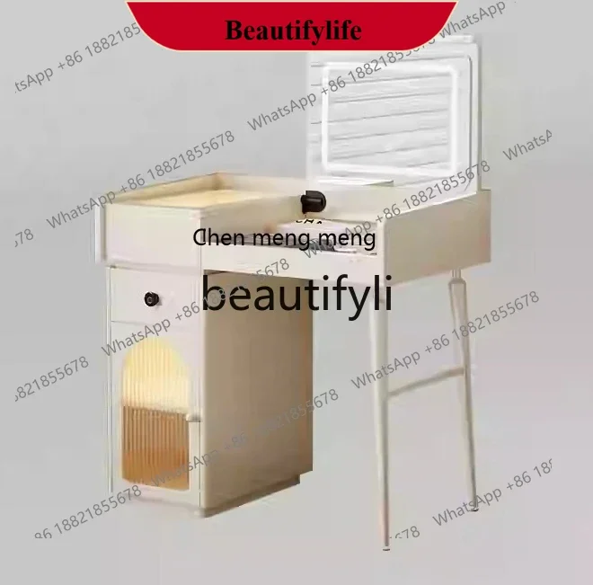 

D178 Small apartment smart flip dresser desk integrated French cream style bedroom cosmetic cabinet high-end