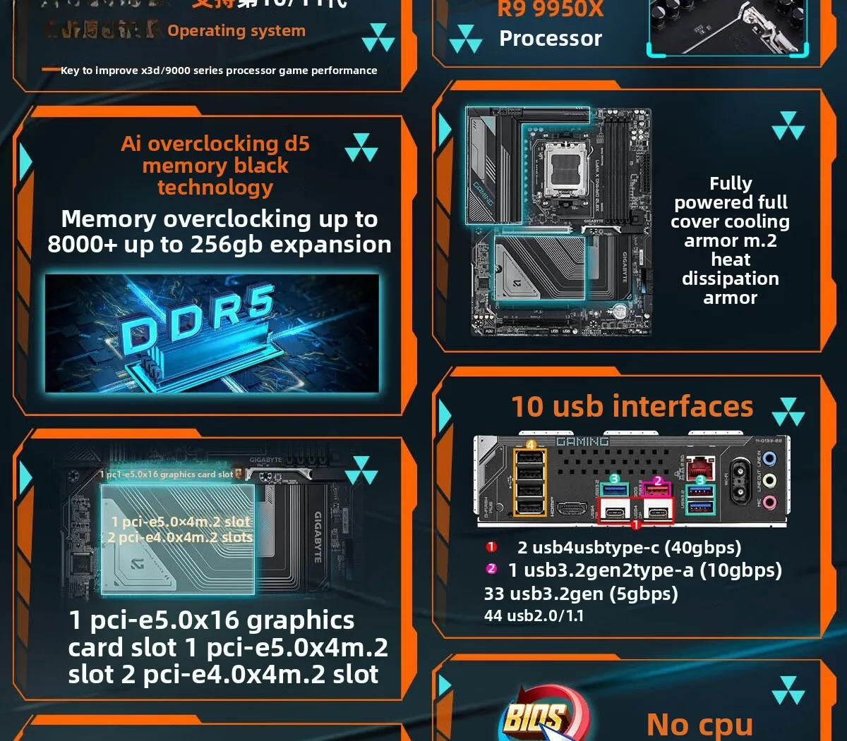 X870 GAMING X WIFI7 main board DDR5 for 9600X/9700X/9900X/9950X