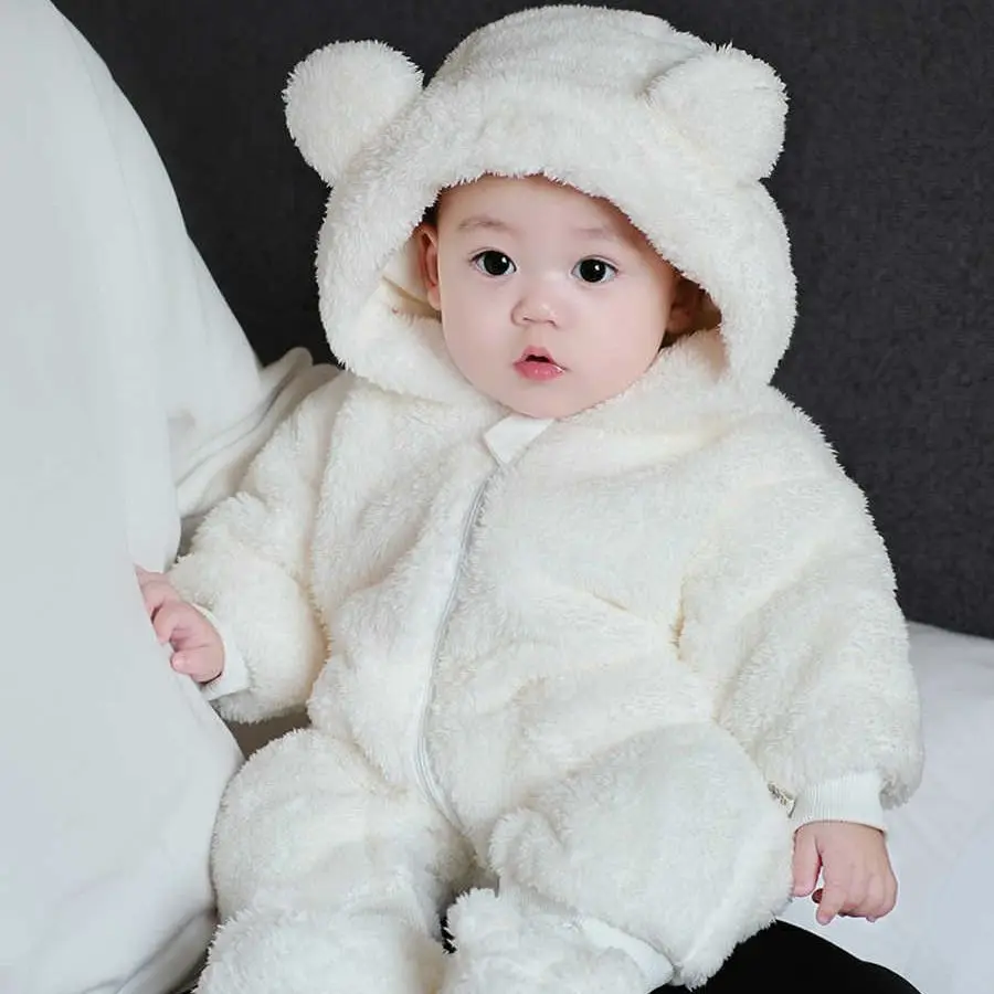 

Kids Clothes Boy and Girl Outdoor Autumn and Winter Cute Little Bear Fluffy Lively Warm Comfortable Baby Rompers