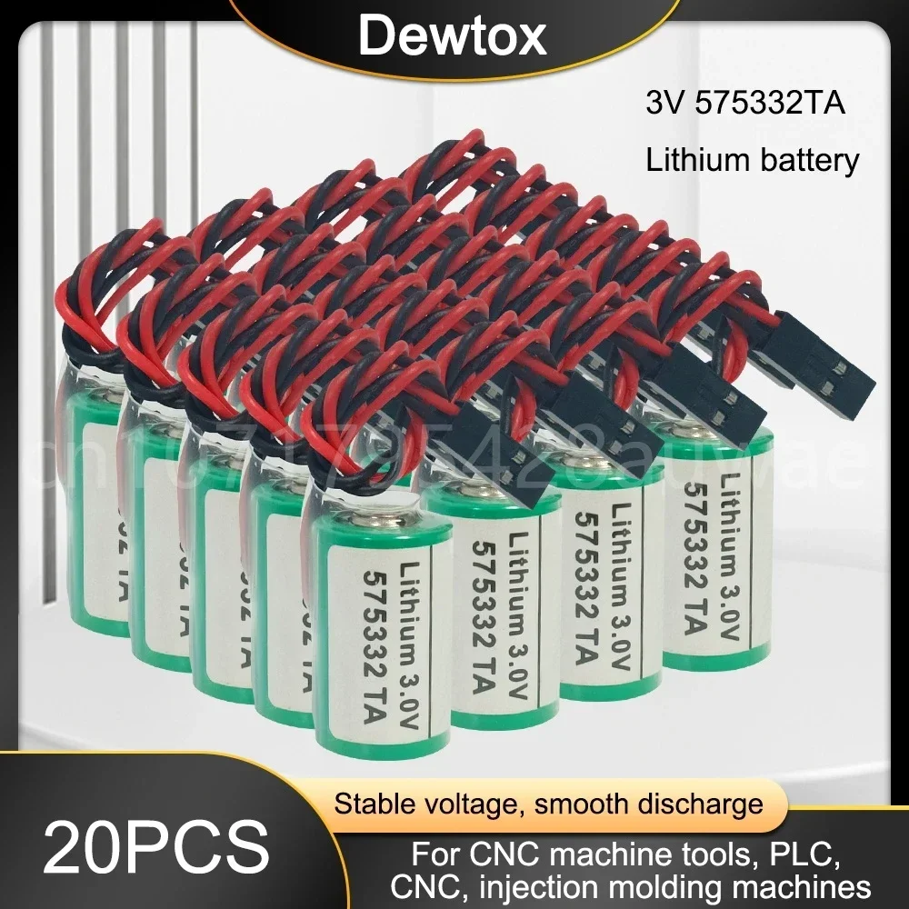 

20PCS 3V 575332 TA 575332TA 3V 6FC5247-0AA18-0AA0 840D 950mAh NCU CNC Lithium Battery 2-wire Black Plug