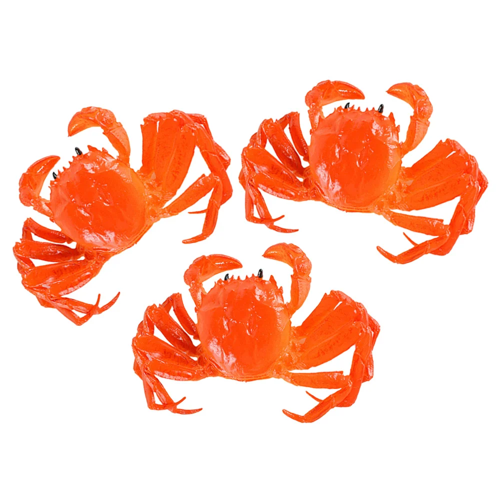 

3 Pcs Simulation Crab Fish Tank Decorations Decors Educational Model Playset Learning Pvc Party Lifelike Child