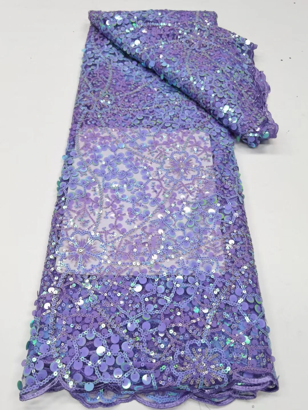

Nigerian Sequin Lace Fabric for Wedding Tailor, High-end African and French Embroidery, Fashion, 5 Size, 2023, Qx0070