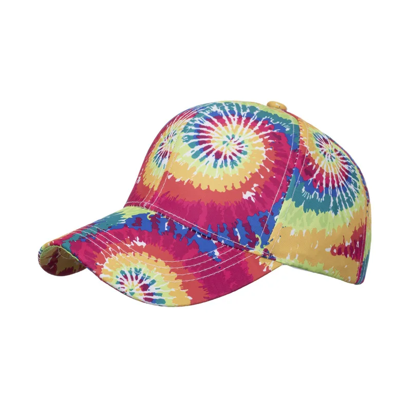 New European and American style printed tie-dye baseball cap with graffiti, unisex gradient color sun protection hat