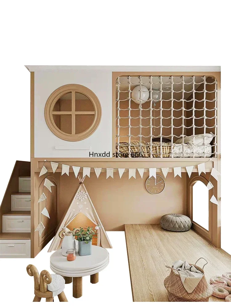 Children's bed, staggered top and bottom, double bunk boy's bed, bunk top and bottom, fashionable