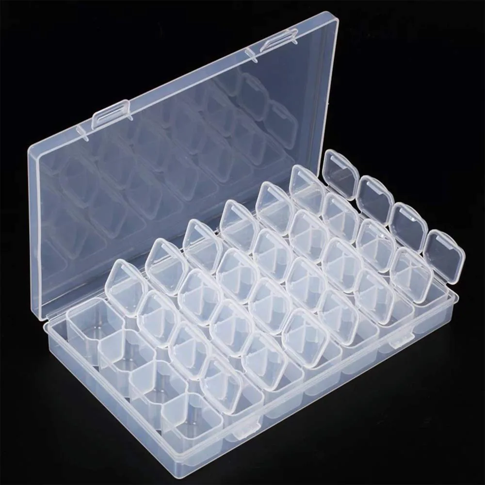 

28-grid jewelry storage box Nail art decoration desktop sub-packaging box Nail art tool removable