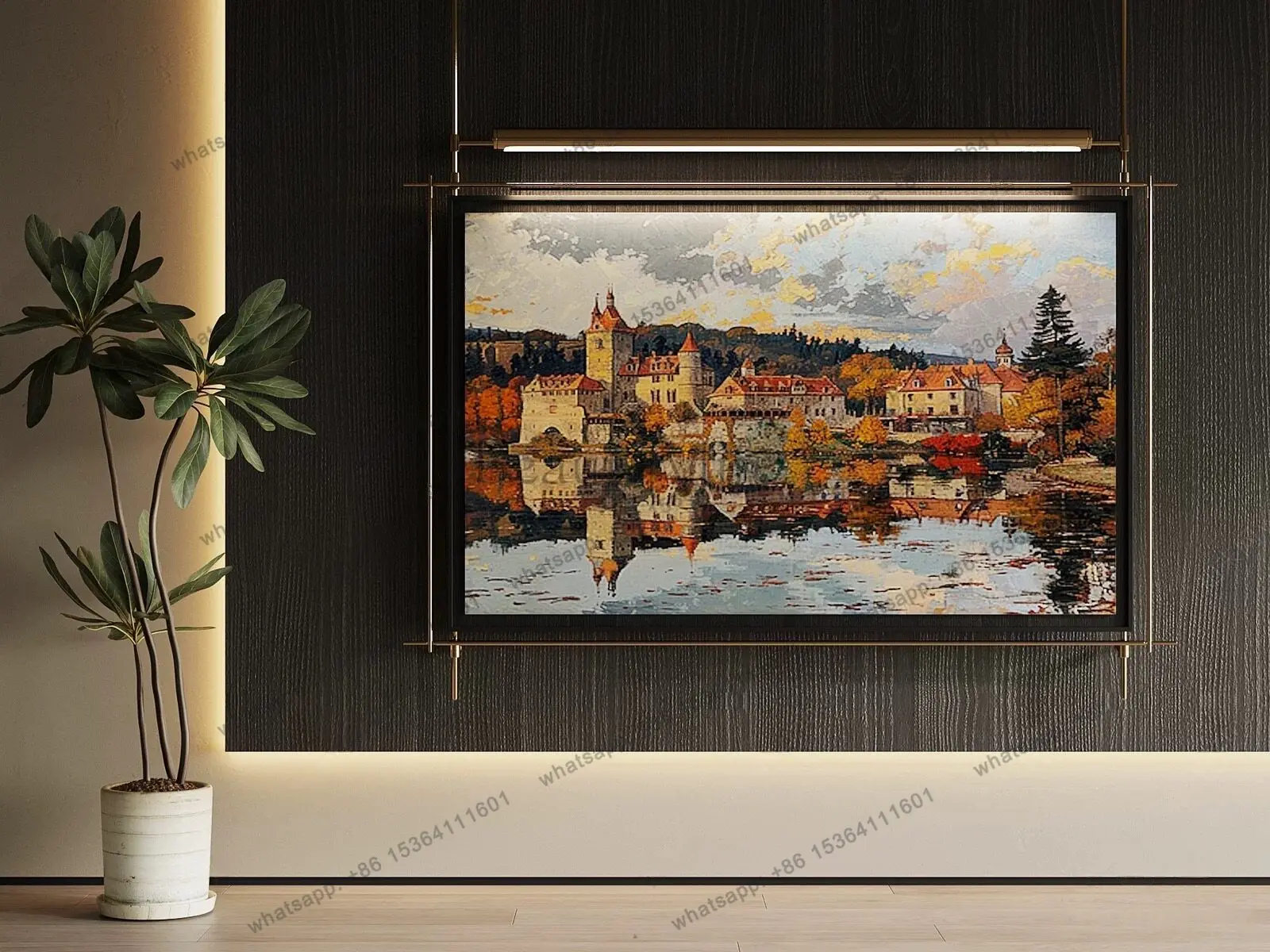 New Chinese high-end wall painting lighting decoration metal boom hanging painting wall lamp