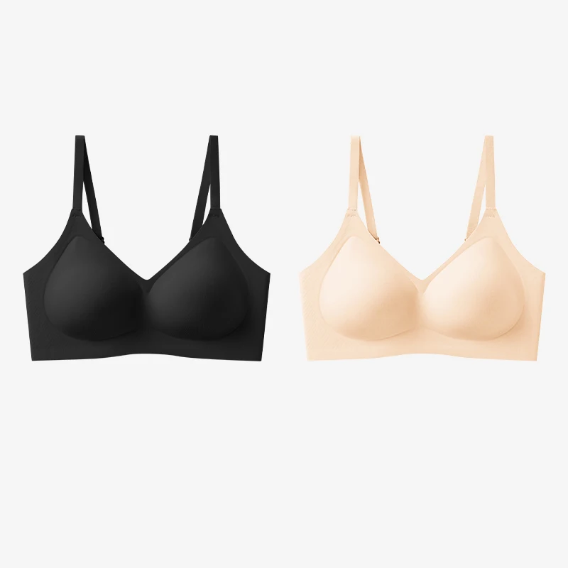 2 pieces of seamless underwear women's 2024 new small breasts gathered underwireless summer thin girl bra