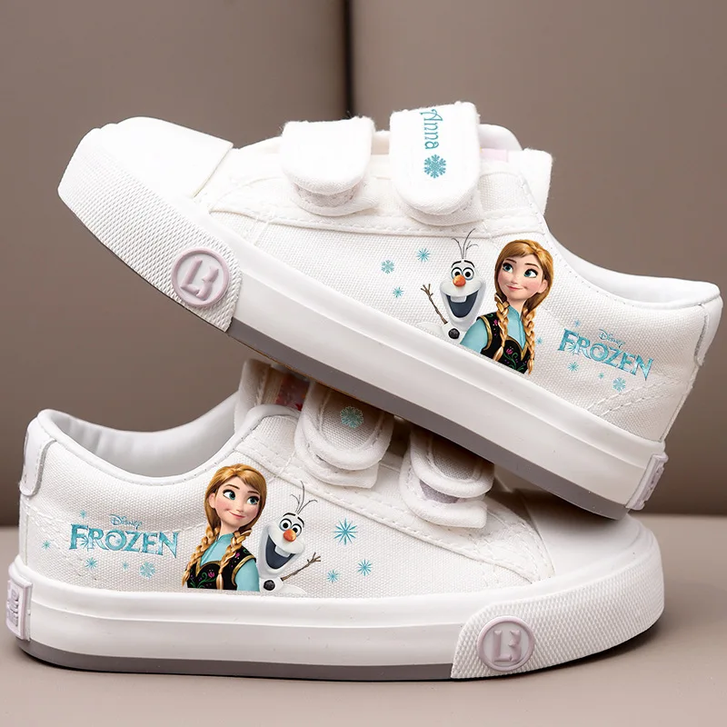 Disney Frozen Elsa Anna Print Canvas Shoes White Shoes Girls Casual Sneakers Kids Olaf Tennis Shoes Stellalou Running Shoes