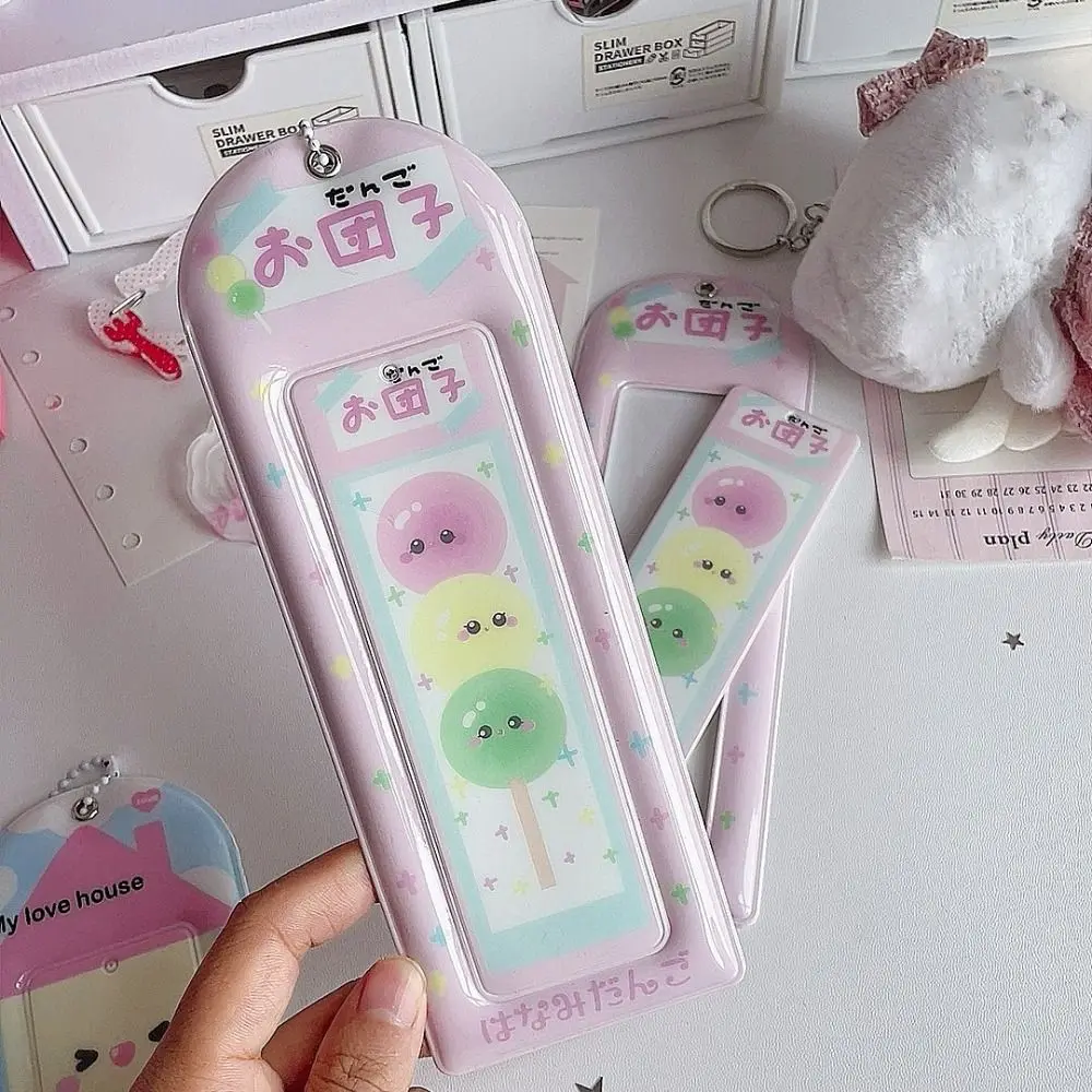 Original Life in Four Frames 4 Grid Card Holder with Keychain Multifunction Card Storage Case PVC Cute Photocard Holder Girls