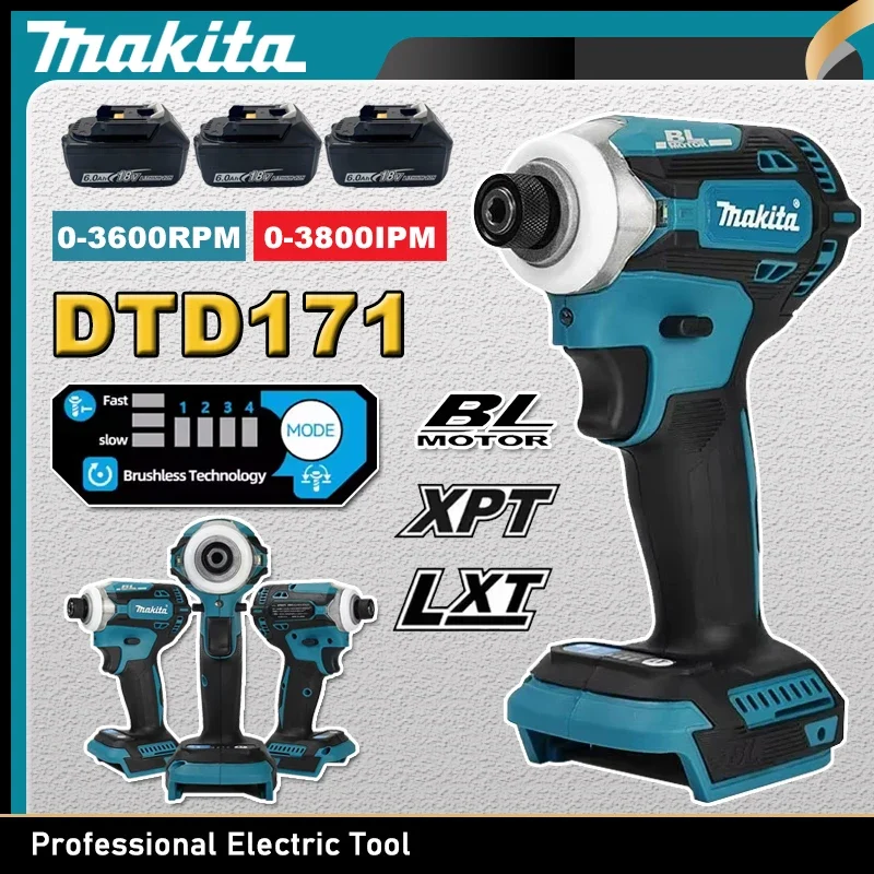 

Makita DTD171 Brushless Impact Driver Rechargeable Screwdriver Drills Cordless Power Tools 18V BL Motor Bare Tool Unit
