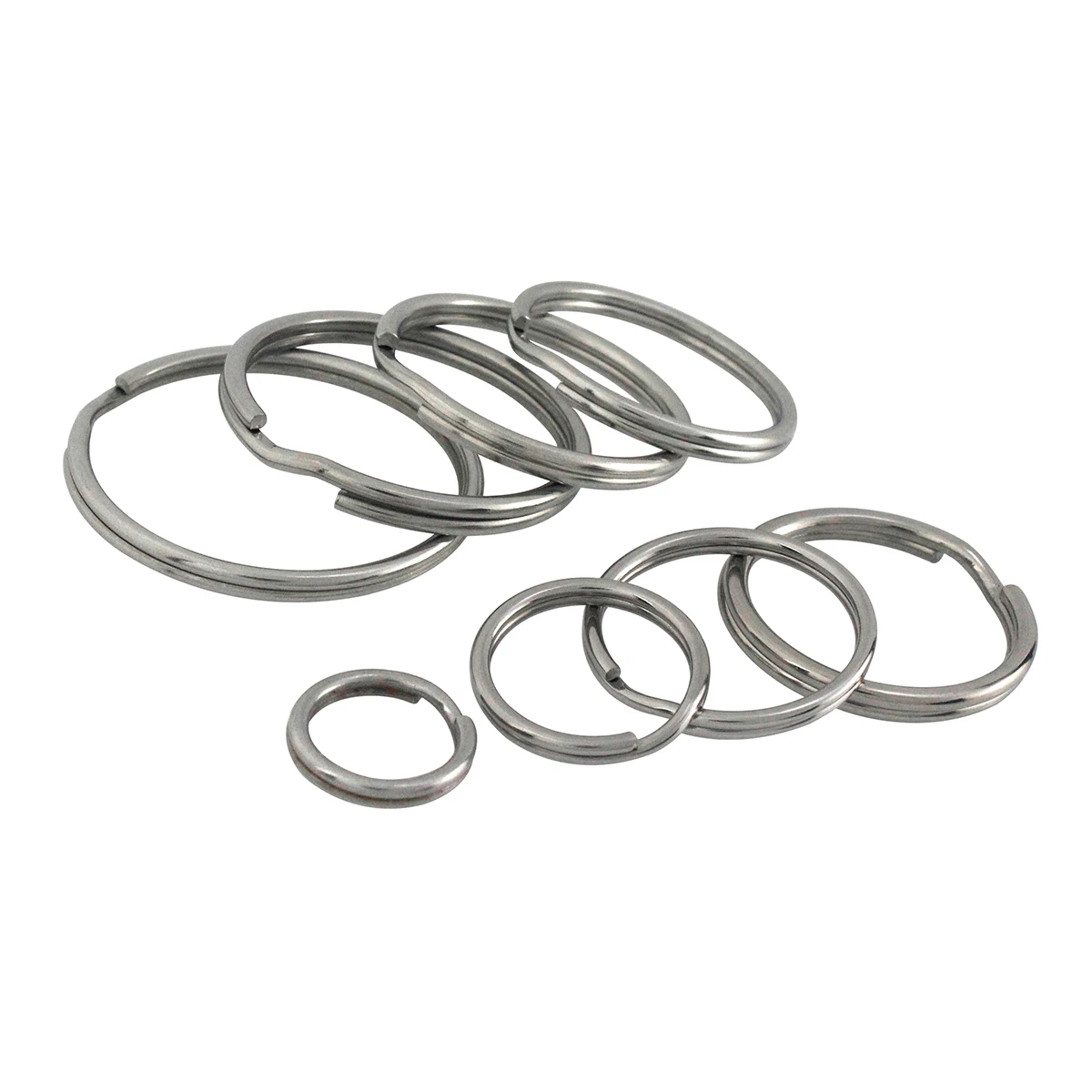 5pcs Metal Split Rings Round wire Double Loop Keyring 10-38mm Keychain Keys Holder DIY Leather Craft hardware Stainless Steel