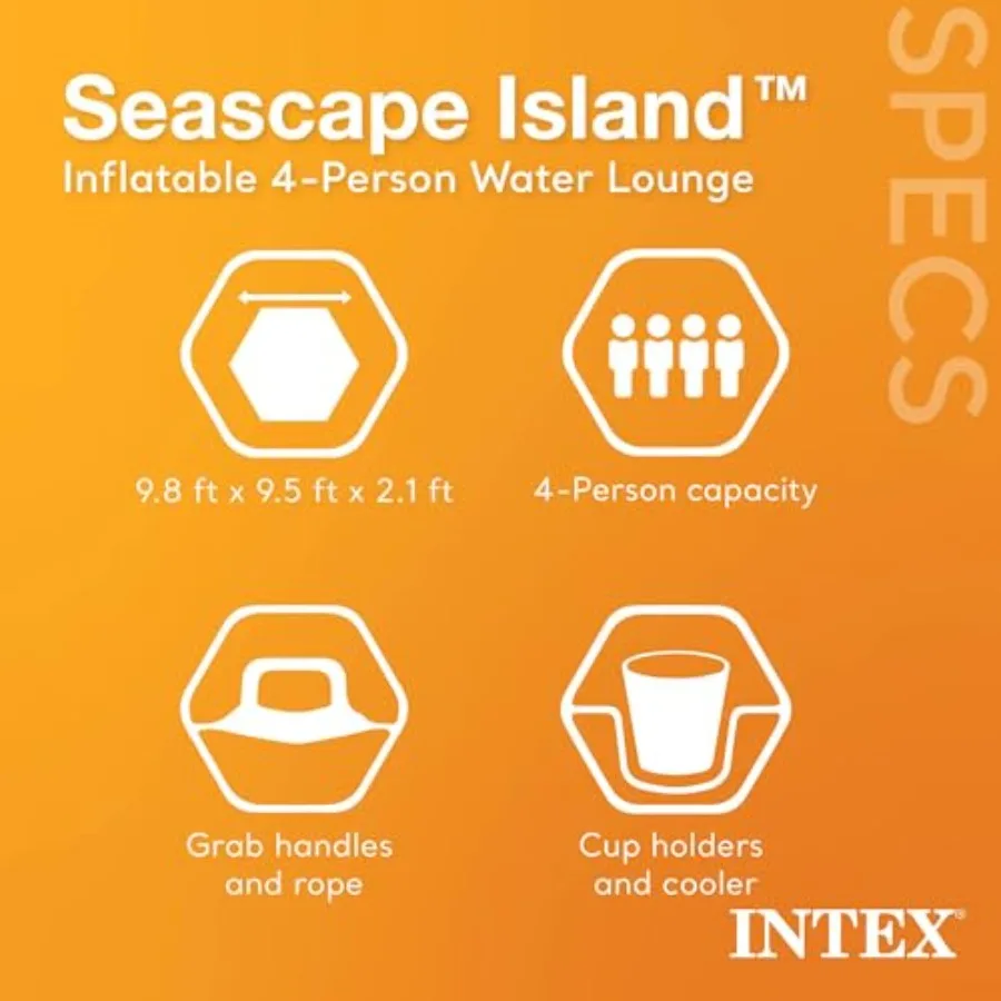 صالة معلقة مائية قابلة للنفخ على شكل جزيرة Seascape مع حامل أكواب مدمج لمنطقة تبريد ومساند ظهر كبيرة الحجم