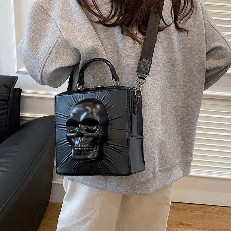 3D Skull Shape Box Handbag For Men And Women European And American