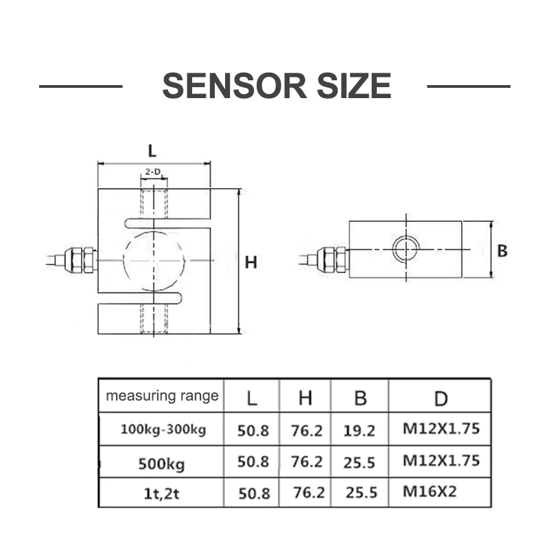 S Type Weighing Sensor Weight Sensor Load Cell +load Cell Indicator display 100kg 200kg 300kg 500kg 2000kg 1 Ton 2T Biosensor