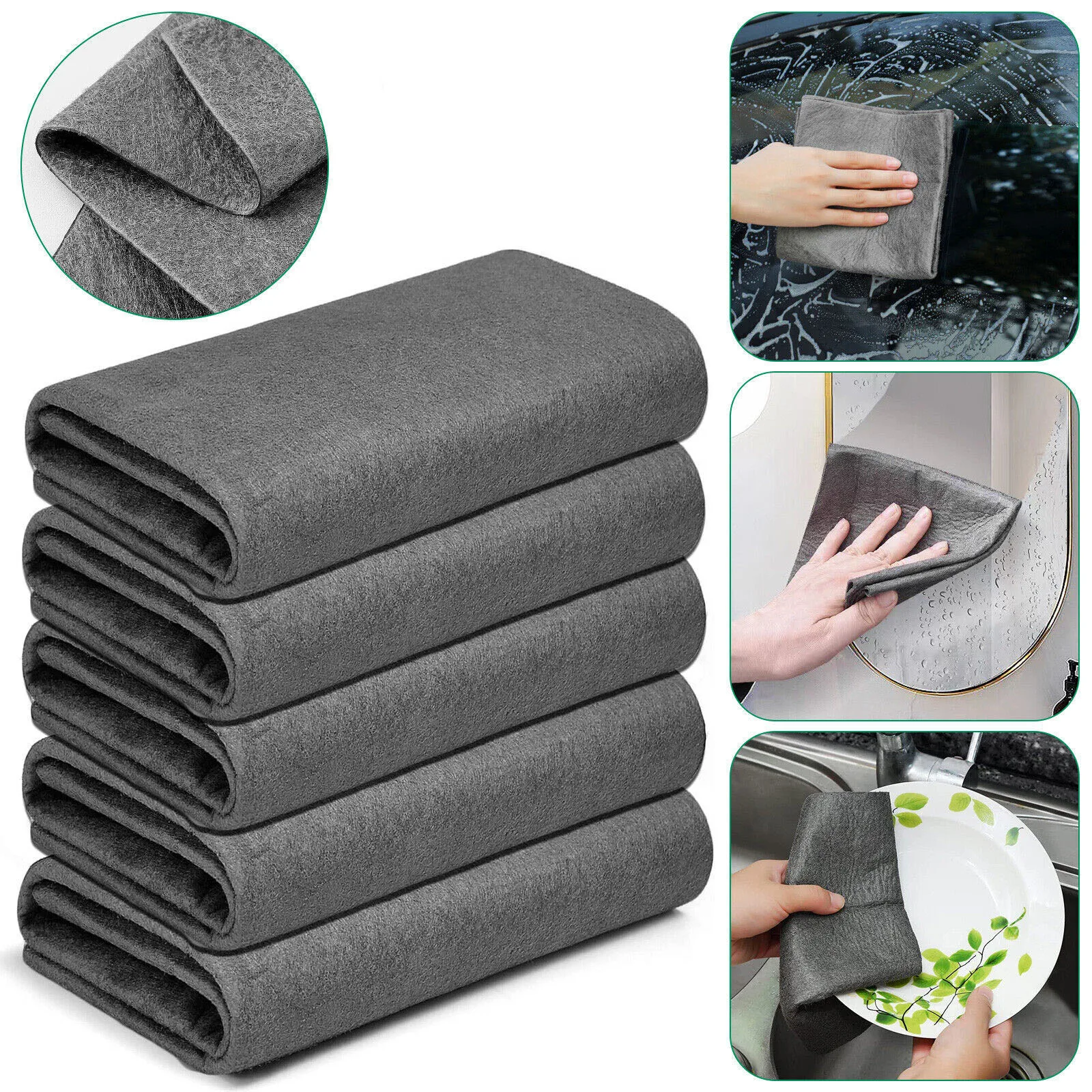 Magic Cleaning Cloth, Thick Washing Pad, Reusable Microfiber Cleaner, Home Use, Multi-Purpose Wiping, Durable, High Efficiency