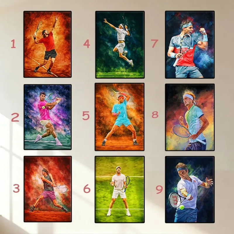 Colourful Tennis Sport Player Poster Rafael/Roger Legendary Athlete Canvas Painting Wall Art Living Room Home Decor Tennis Fans