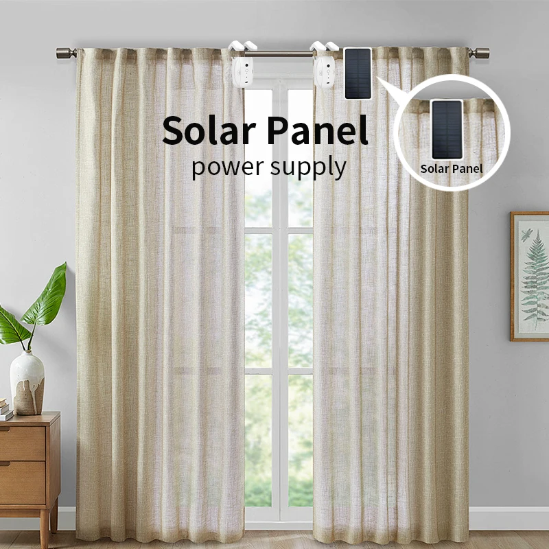 Tuya Smart Wireless Automatic Curtain Opener Roman Rod U I Track Solar Panel Curtain Robot Yande Alice Alexa Google Home Voice