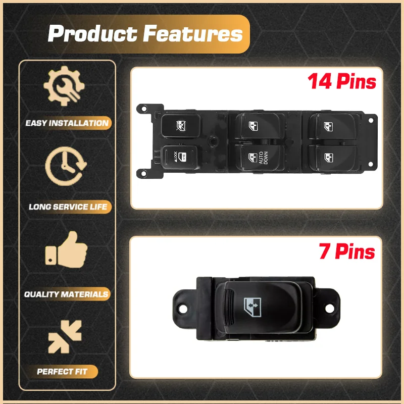 Car Power Window Switch For Hyundai Accent Hyundai Verna Super Hyundai Pony Brio Dodge Attitude 2007-2010 93570-1E110 935801E000