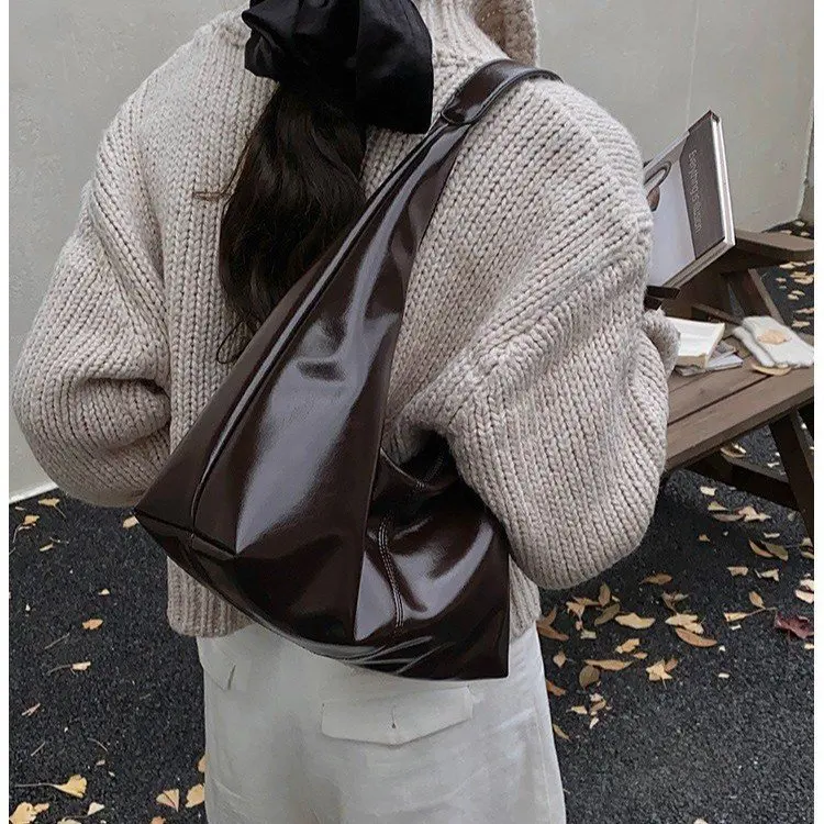 حقيبة كتف جلدية كلاسيكية للنساء 2024 حقيبة يد ريترو جديدة للعمل المكتبي، حقيبة حمل ذات سعة كبيرة مع حزام قابل للتعديل #3