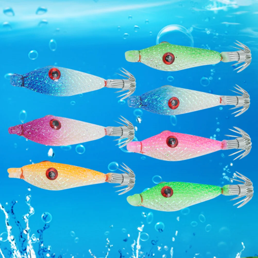 Señuelo Calamar Luminoso Fluorescente Eiudxue | Tamaño 13.5 Cm | Ojos Realistas Y Cuerpo Fluorescente | Para Pesca Nocturna Y Agua Salada