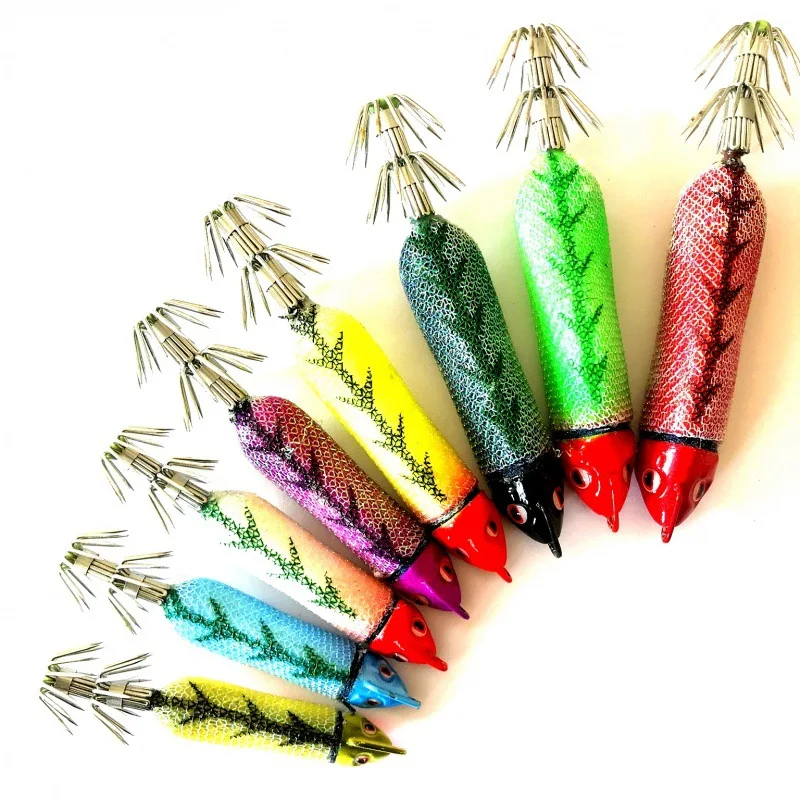 Export South Korea Japan Squid Hook Tail Single Boat Fishing Octopus Cuttlefish Lure Sea Fishing Lead Squid Luminous Lure Bait