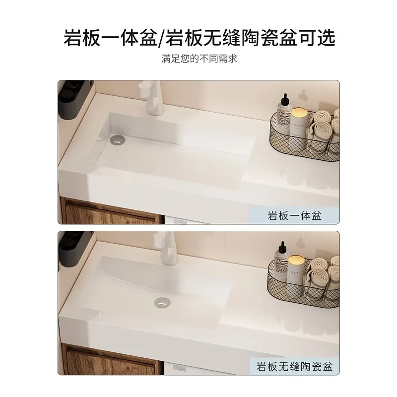 Small apartment washing machine integrated cabinet combined bathroom balcony floor-to-ceiling washbasin drum rock slab integrate