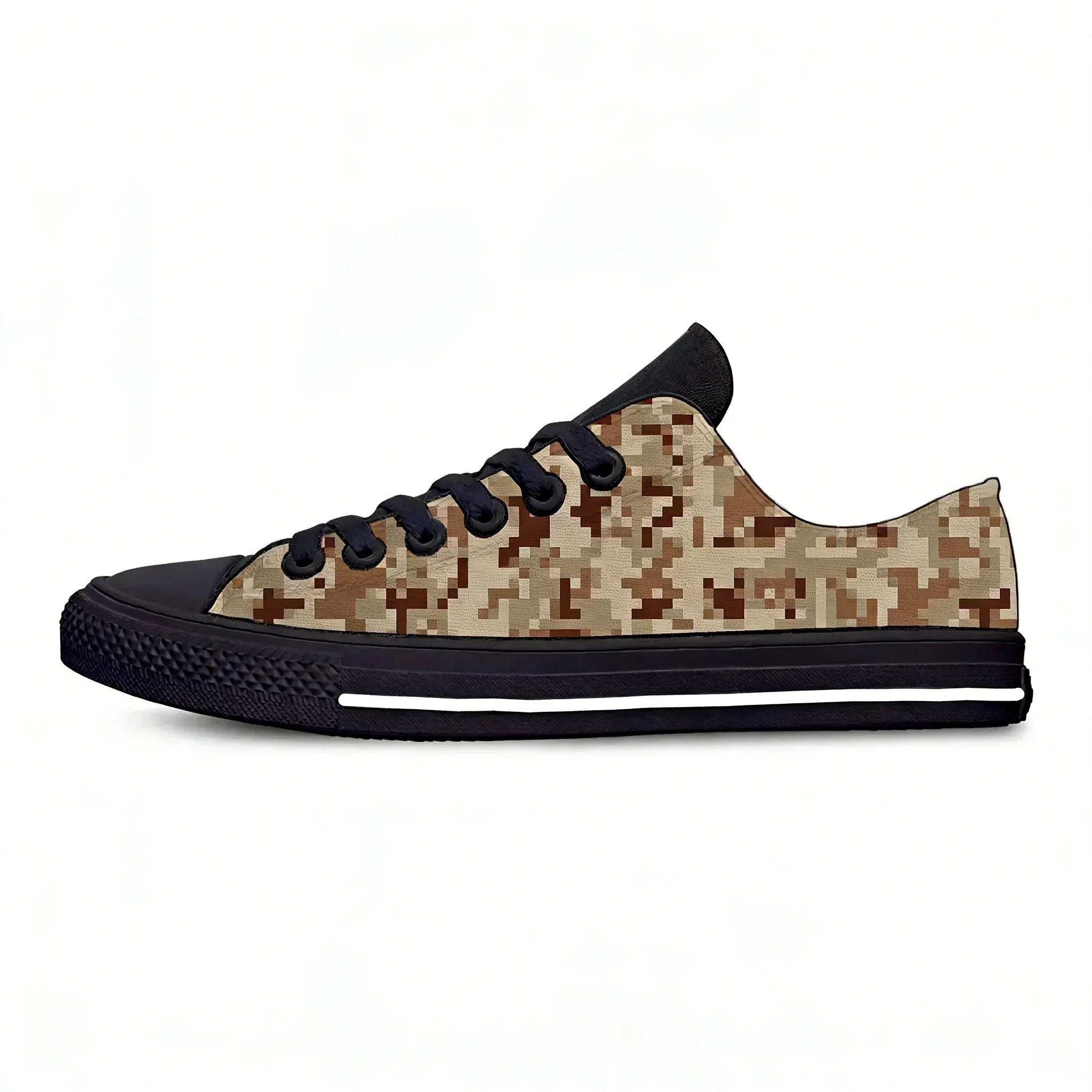 Digital Desert Camouflage Pattern Cool Fashion Casual Cloth Shoes Low Top Lightweight Breathable 3D Print Men Women Sneakers
