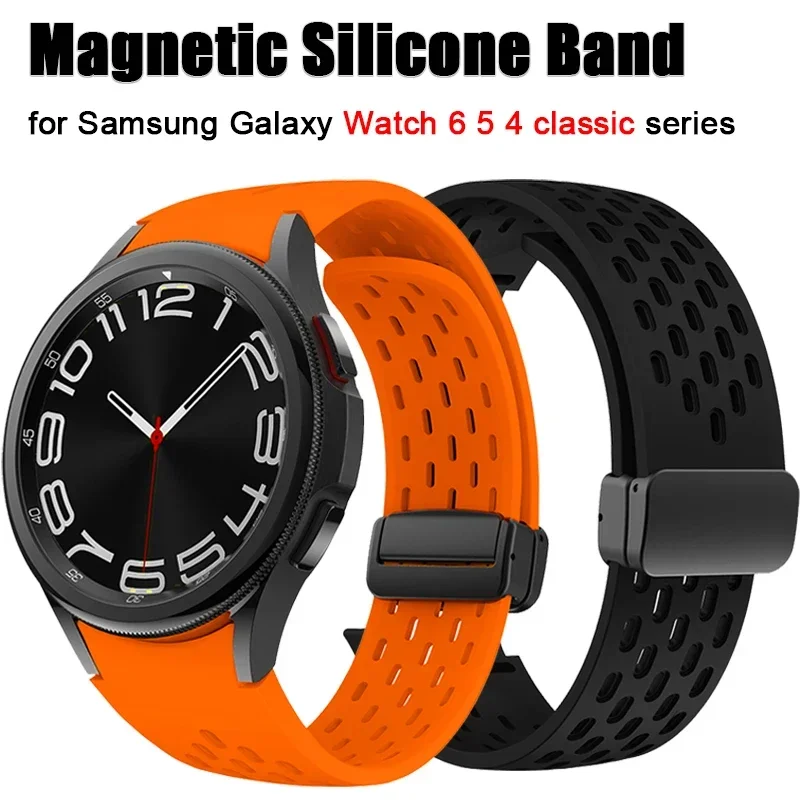 

Silicone Strap for Samsung Galaxy Watch 7 FE 4 44mm 40mm Watch 5 Pro 45mm Magnetic Buckle Band Watch 6 4 Classic 42mm 46mm