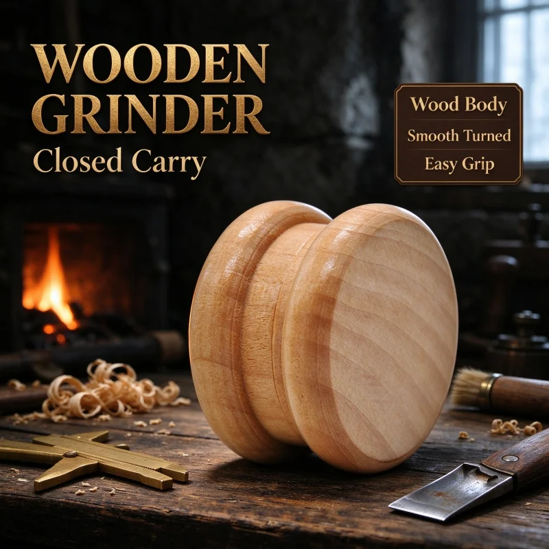 55mm 2-Layer Wooden Tobacco Grinder Durable Manual Herb Crusher Classic Smoking Accessory for Festive Holiday Gifting
