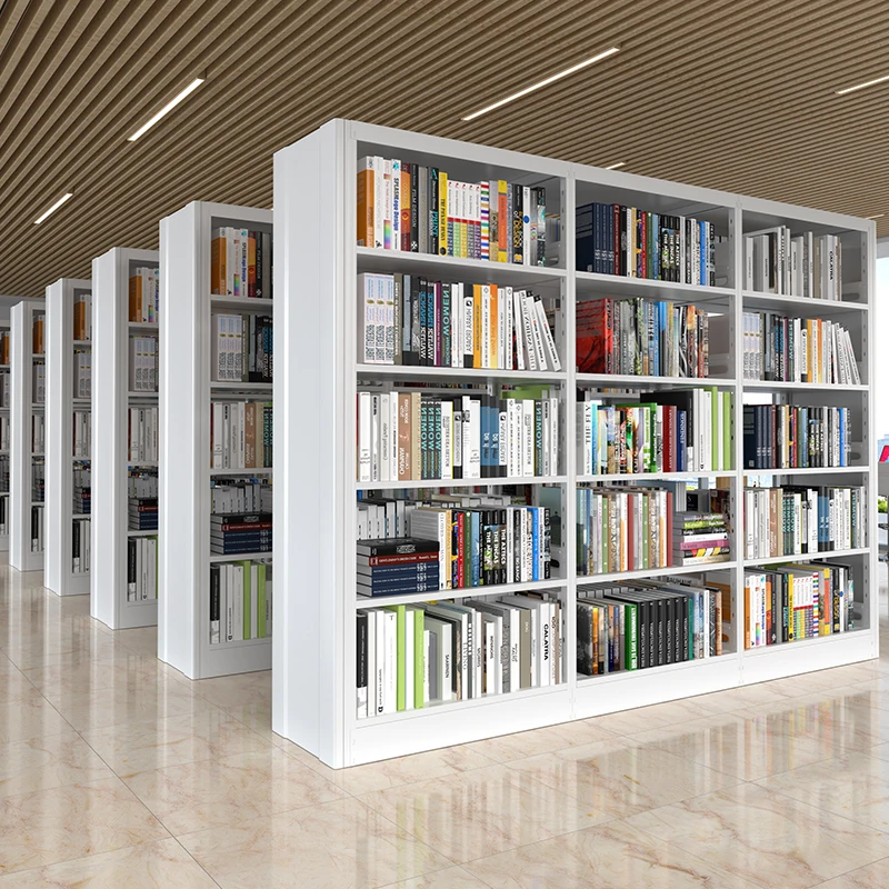 Modern steel bookcase with adjustable shelf space efficient metal bookcase for home office cleaning powder coated finish