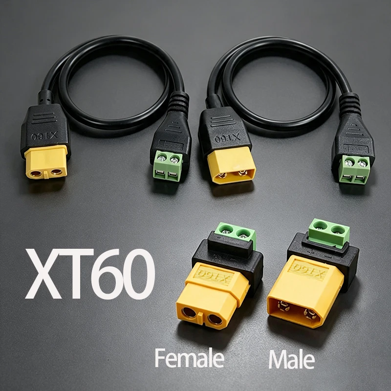 XT60 Male Female To 2Pin Solderless Terminal Connector Adapter Plug Cable For Solar Panels Drone Model Aircraft Balance Charger