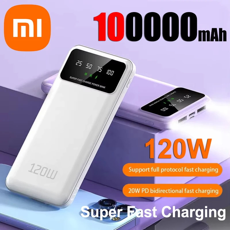 Xiaomi 100000mAh Power Bank 120W Fast Charging Large Capacity Mobile Phone Power External Battery Mobile Phone Accessories