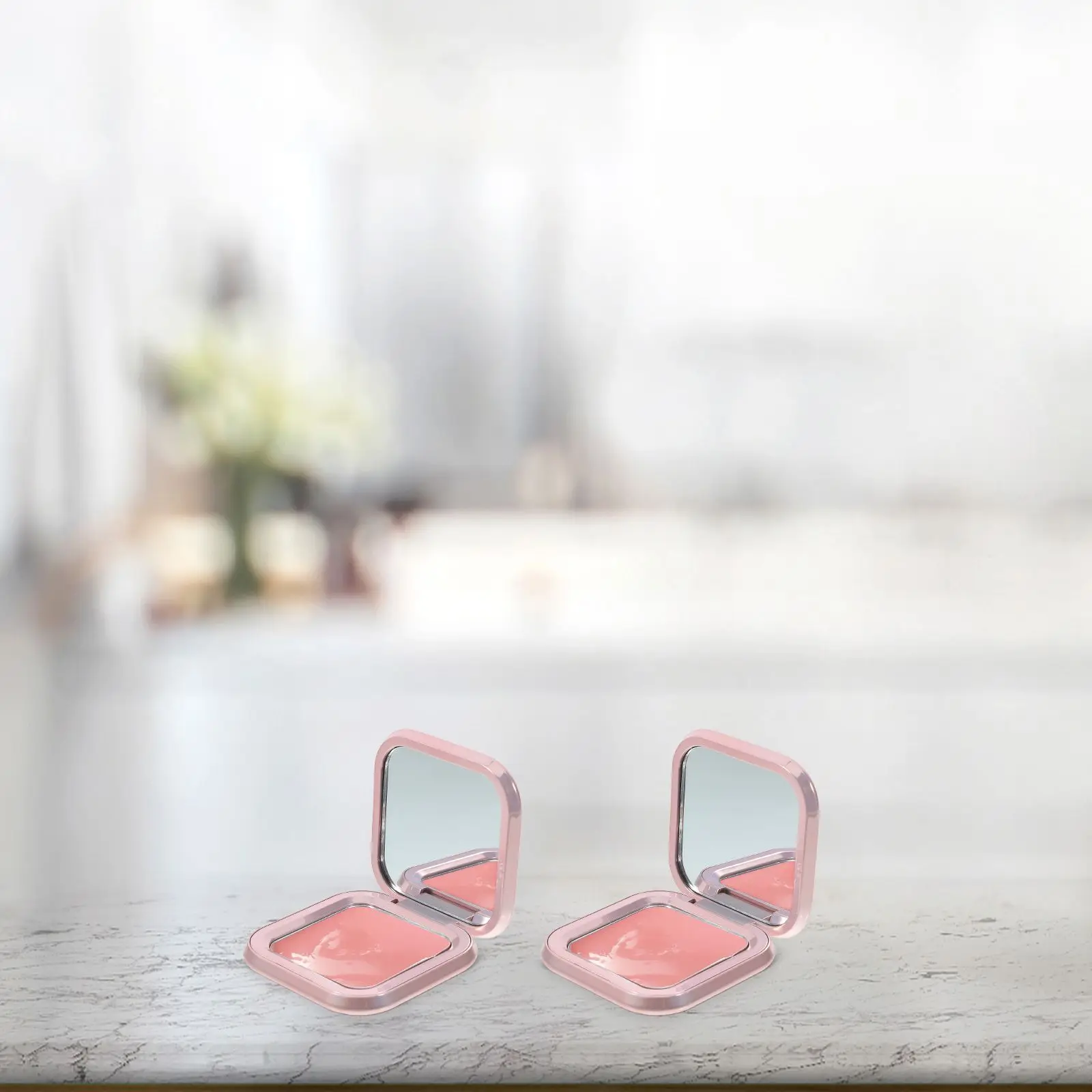 2 ชิ้น Blush Case อายแชโดว์ที่ว่างเปล่ากระป๋องแต่งหน้าถาดรอบปรับแต่ง Palette Blusher Abs