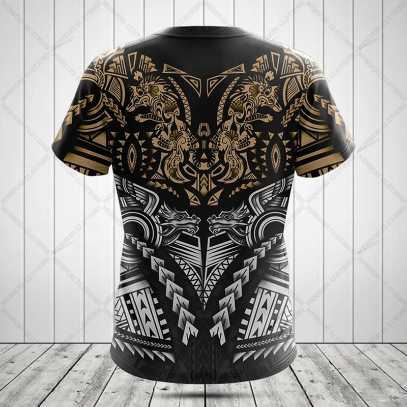 Customized Summer Casual Polynesia Tattoo Graphic T-shirts Men's Fashion E-Sports Jersey Short Sleeve Tops Fast Dry Streetwear