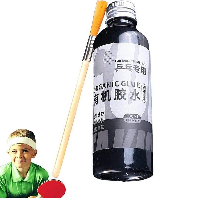 

Клей для настольного тенниса 100 мл с кисточкой, клей для резины, усилитель скорости, с эффектом губки, клей для пинг-понга, синтетический клей без летучих органических соединений