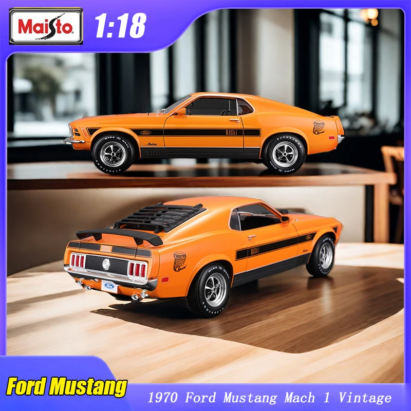 

1:18 Maisto 1970 Ford Mustang Mach 1 Vintage Car Diecast Model Edition Alloy Luxury Vehicle Toys Collection Ornaments Gift