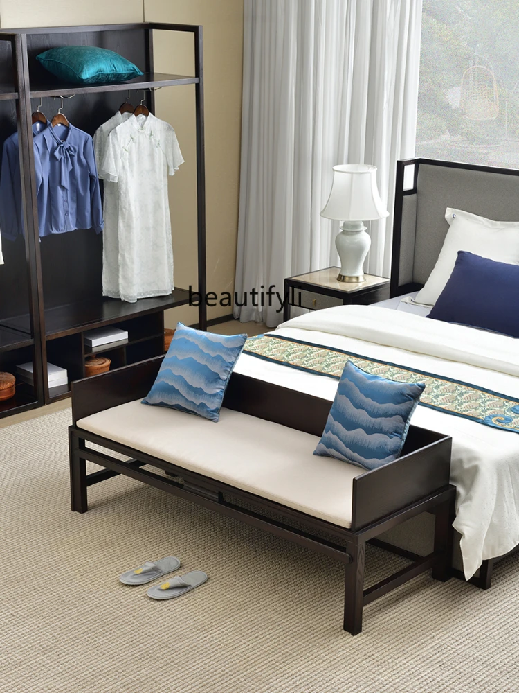 Arhat Bed New Chinese Style Solid Wood Sofa Bed & Breakfast Ash Wood Bed End Stool Sleeping Bed