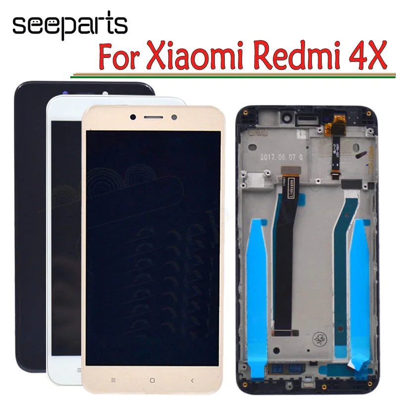 For Xiaomi Redmi 4X LCD Display Touch Screen Digitizer Assembly With Frame Replacement Parts For 5.0\