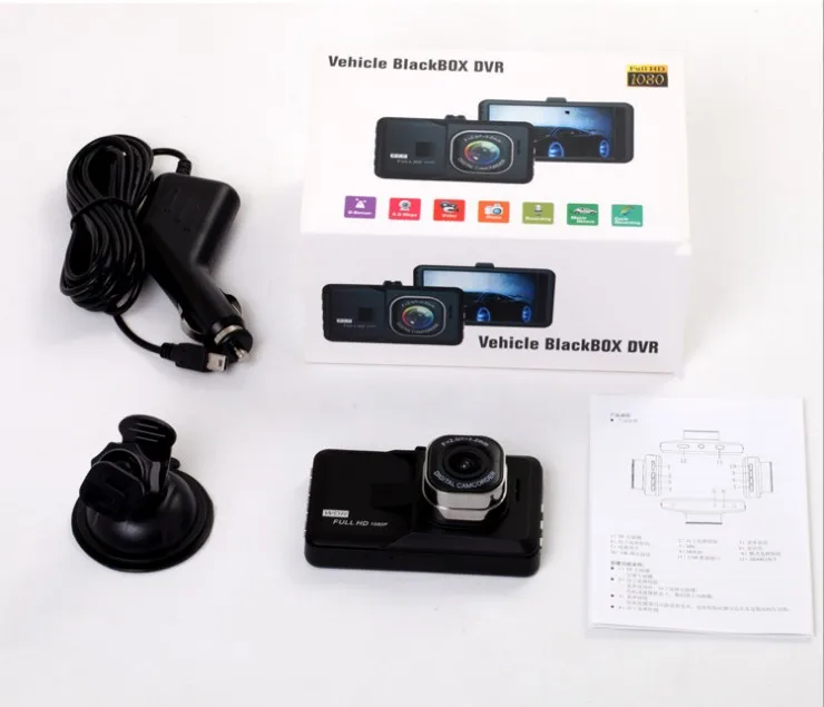 Full HD 1080P Dual Lens Dash Cam Front Rear Vehicle Black Box Car DVR Video Recorder With Night Vision Driver Recorder In Black