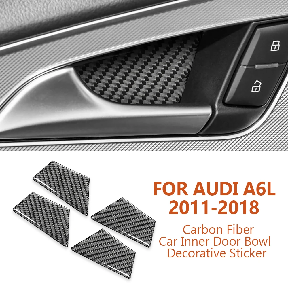 

For Audi A6-C7 A6L 2011-2018 Anti-scratch Handmade Carbon Fiber Car Inner Door Bowl Decorative Sticker Auto Interior Accessories