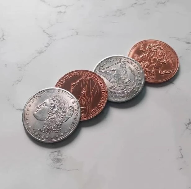 Ultimate Exchange 2.0 เดิน Liberty Half Dollar Magic Tricks เปลี่ยนเหรียญ Magia Magician Close Up Illusions Gimmick Props เกม