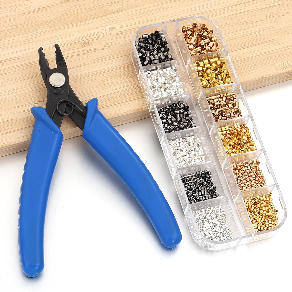 1Box/Set 1.5/2/2.5mm Metal Tube Crimp End Beads Kit Positioning Beads For DIY Earring Necklace Pendant Jewelry Making Supplies