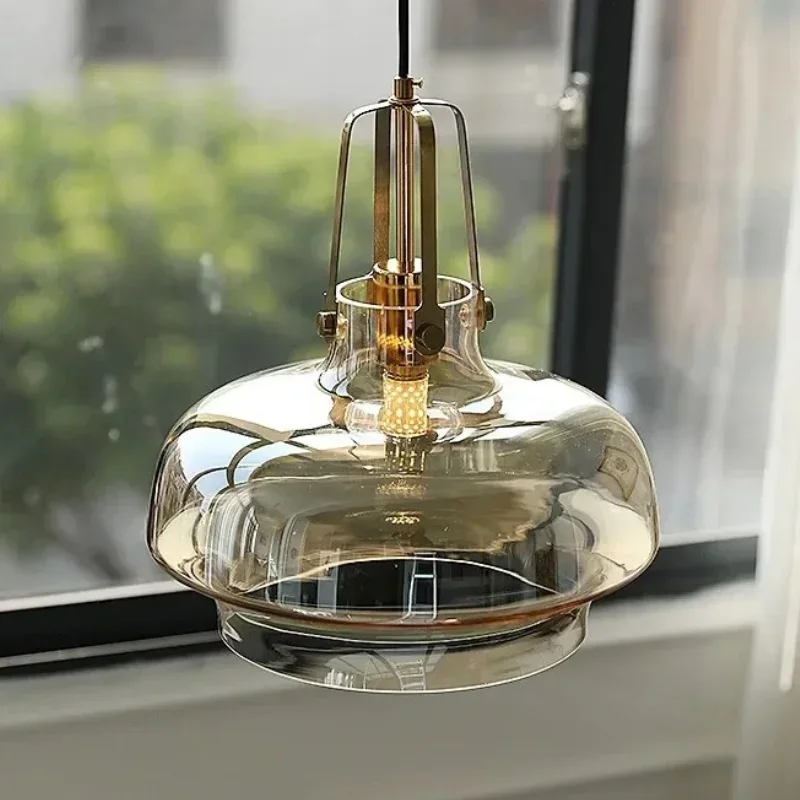 

SAnDYHA Smoke Grey Glass Modern Minimalist Crystal pendant Light Ideal for Living Room Dining Room Bedroom Stylish Home Decor