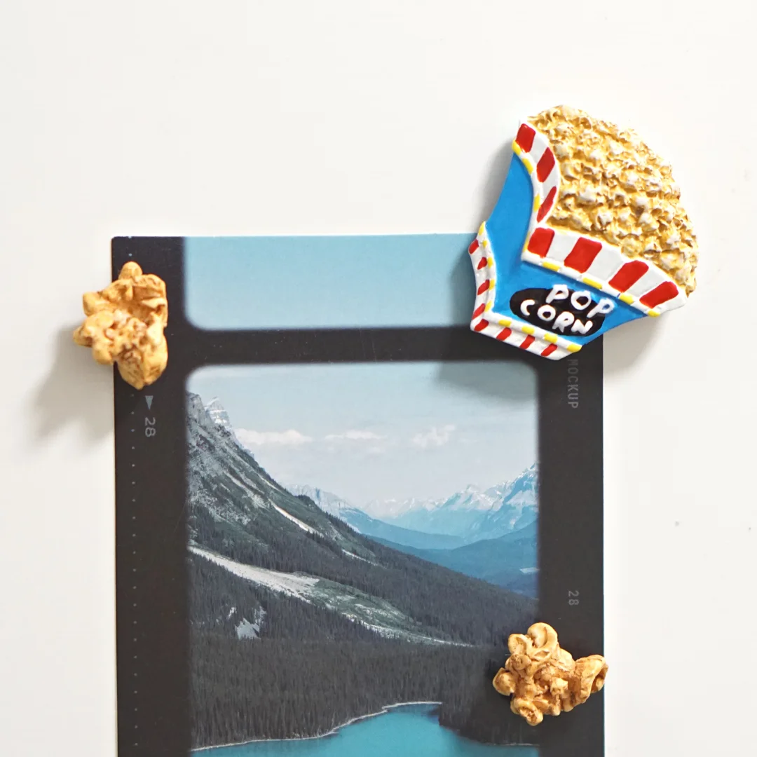 3pcs A set Popcorn Fridge Magnet Cute Food Style Magnetic Stickers for Home and Kitchen Decorations Creative Gift Photo Holder