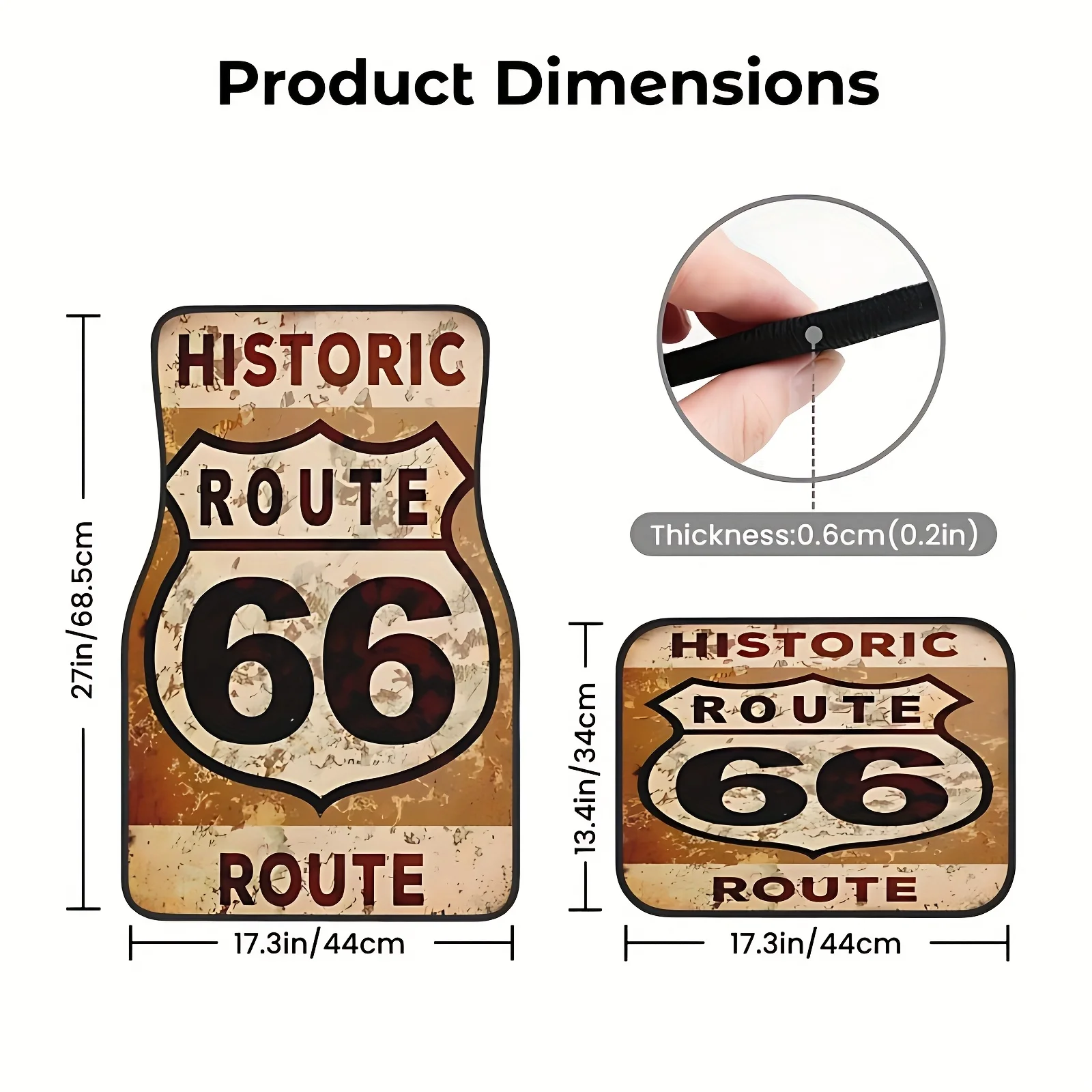 

4pcs Classic No. 66 Highway Pattern Car Floor Mats, Stylish Interior Protection For Sedans, Hatchbacks, And SUVs, Suitable For A